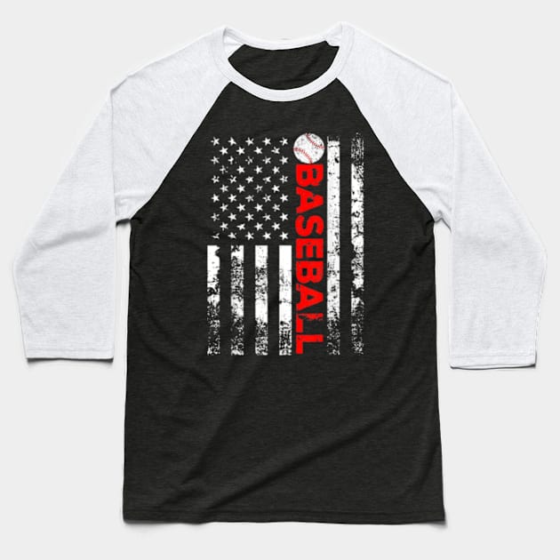 Baseball Lover American Flag Baseball T-Shirt by credittee